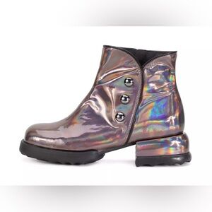 John Fluevog Unity Penney ankle boot in the oil slick colorway 9 AS IS